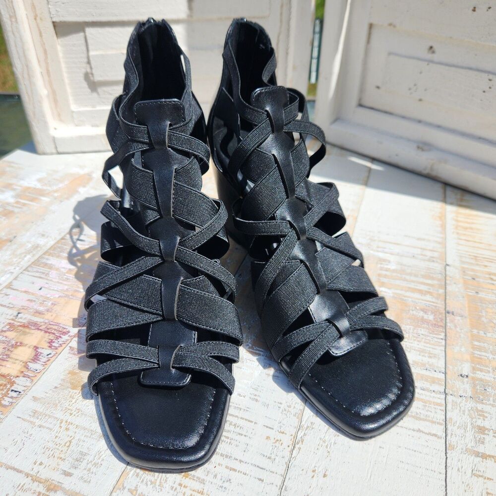 Donald Pliner Lia Gladiator Wedge Womens Size 8 Casual Black Strappy Evening